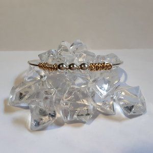 Cuff Bracelet Sterling Silver Filled Bead and Wir